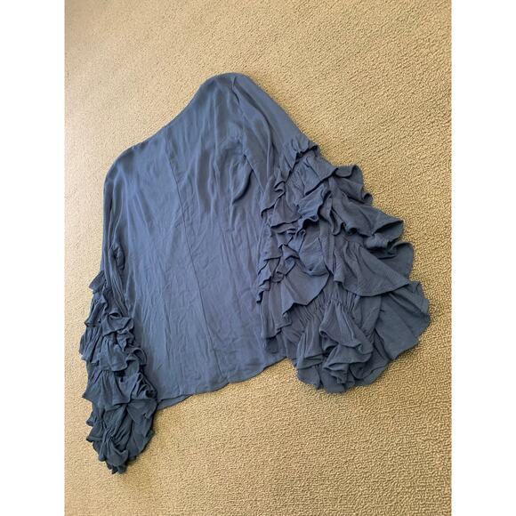 Guest Editor Women's XS  Blouse‎ Top Blue Tiered Frill Sleeve Rayon Crepe - Picture 14 of 14